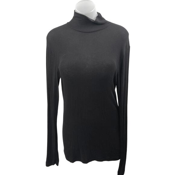 Aritzia Wilfred Women's Black Rib Knit Turleneck Long Sleeve Sweater Top Size L - Picture 1 of 3